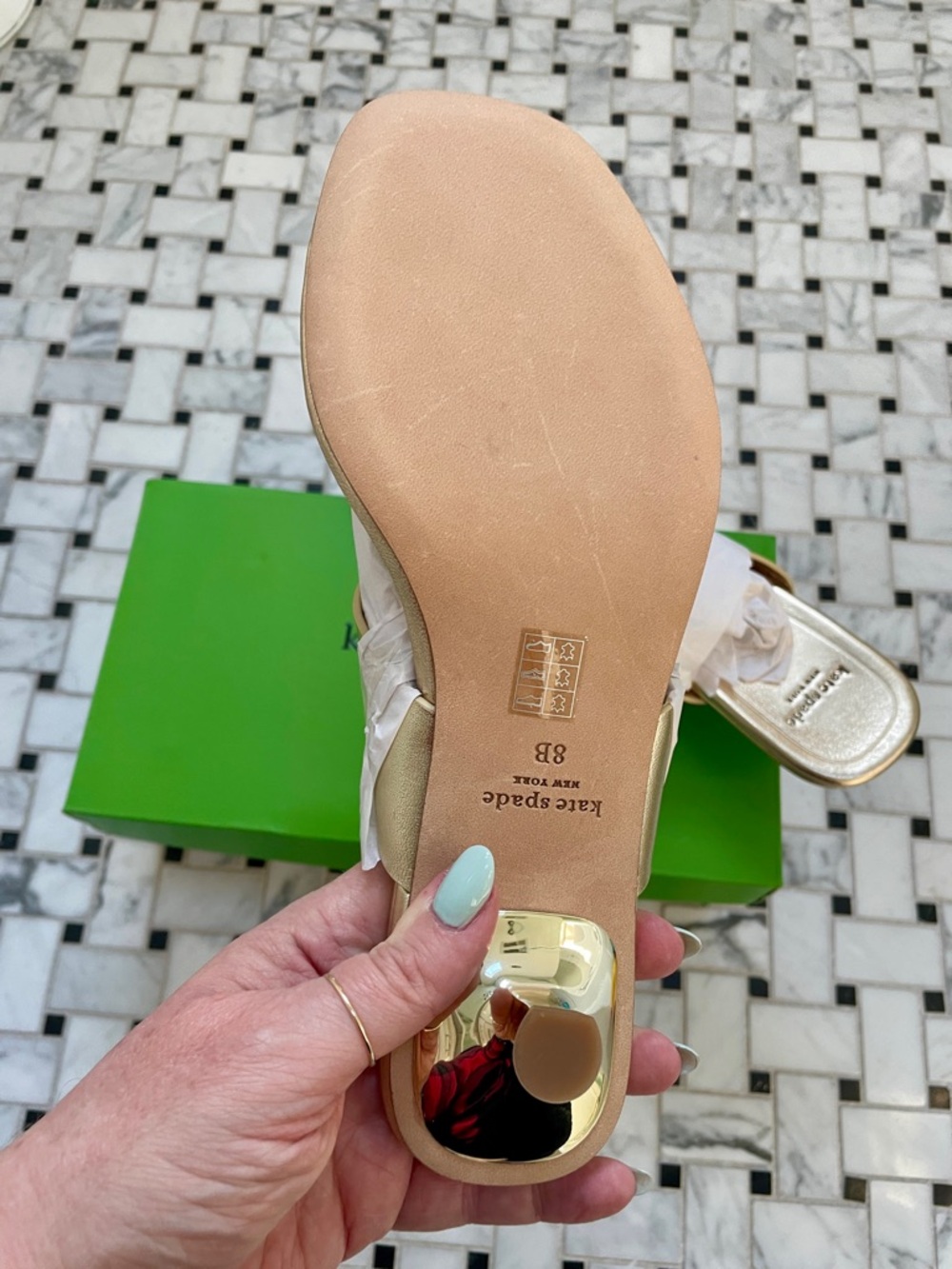 Kate Spade New York Kitten Heel Sandals Size 8 NIB Gold - Picture 7 of 9